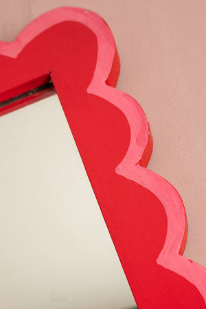 Red & Pink Scalloped Small Wall Mirror (Seconds)