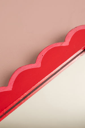 Red & Pink Scalloped Small Wall Mirror (Seconds)