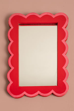 Red & Pink Scalloped Small Wall Mirror (Seconds)