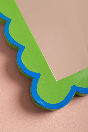 Green & Blue Scalloped Small Wall Mirror (Seconds)