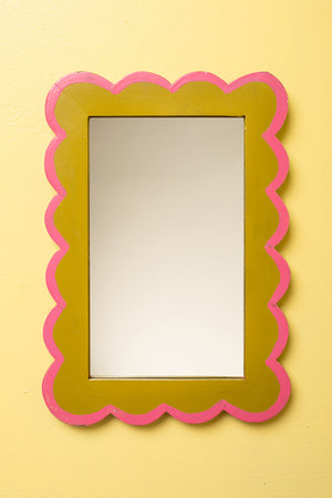 Olive & Plum Scalloped Small Wall Mirror (Seconds)