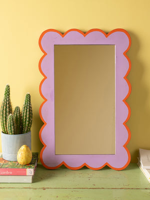 Lilac & Orange Scalloped Medium Wall Mirror (Seconds)