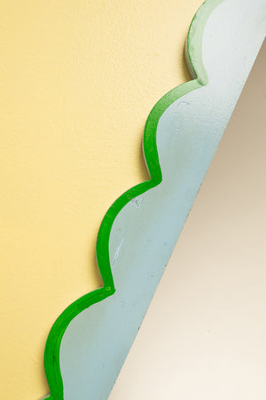 Light Blue & Green Scalloped Medium Wall Mirror (Seconds)