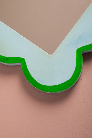 Light Blue & Green Scalloped Medium Wall Mirror (Seconds)
