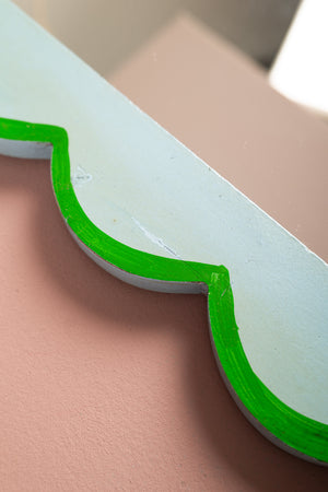 Light Blue & Green Scalloped Medium Wall Mirror (Seconds)