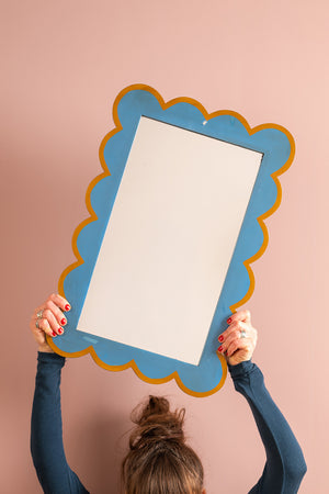 Blue & Brown Scalloped Medium Wall Mirror (Seconds)