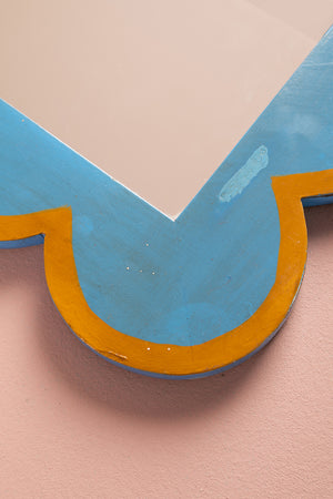 Blue & Brown Scalloped Medium Wall Mirror (Seconds)