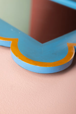 Blue & Brown Scalloped Medium Wall Mirror (Seconds)