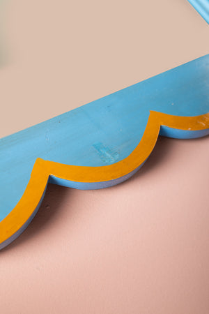 Blue & Brown Scalloped Medium Wall Mirror (Seconds)