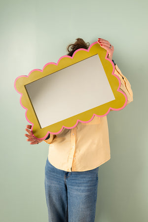 Olive & Plum Scalloped Medium Wall Mirror (Seconds)