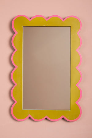 Olive & Plum Scalloped Medium Wall Mirror (Seconds)