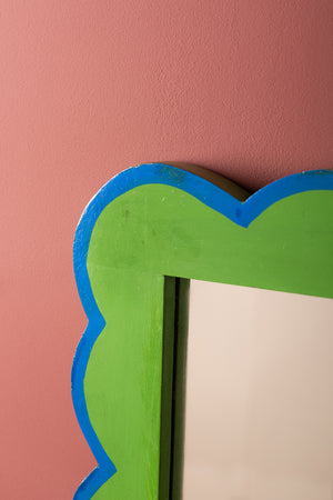 Green & Blue Scalloped Full Length Mirror (Seconds)