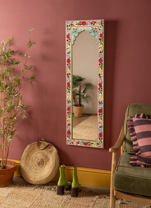 Rose Bouquet Full Length Wooden Mirror