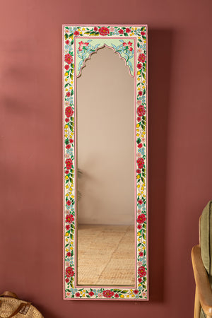 Rose Bouquet Full Length Wooden Mirror