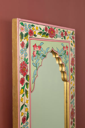 Rose Bouquet Full Length Wooden Mirror