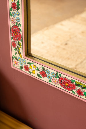 Rose Bouquet Full Length Wooden Mirror