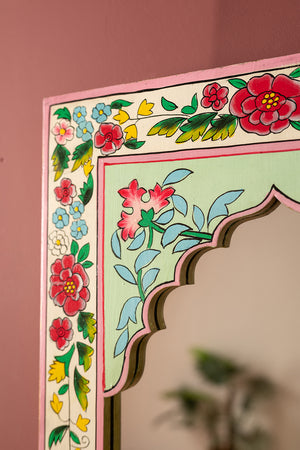 Rose Bouquet Full Length Wooden Mirror