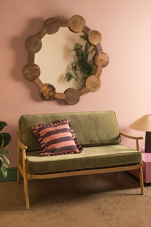 Round Wooden Chaklota Wall Mirror