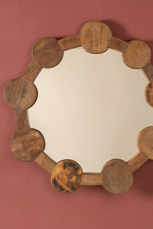 Round Wooden Chaklota Wall Mirror