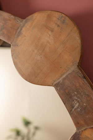Round Wooden Chaklota Wall Mirror