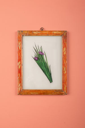 Medium Old Wood Frame with Botanical/Wildlife Painting - 699