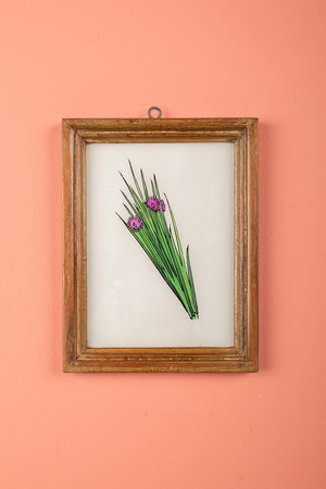 Medium Old Wood Frame with Botanical/Wildlife Painting - 710