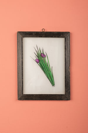 Medium Old Wood Frame with Botanical/Wildlife Painting - 715