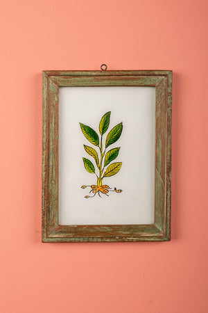 Medium Old Wood Frame with Botanical/Wildlife Painting - 718
