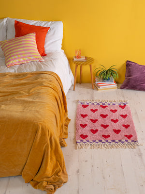 Agatha Pink & Red Heart Recycled Cotton Rug