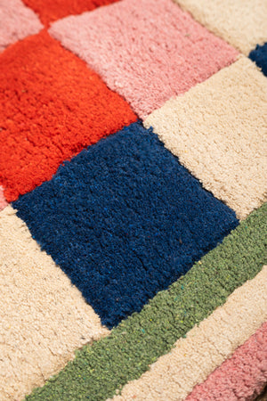 Lizzie Pink & Red Chequered Recycled Area Rug