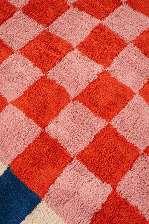 Lizzie Pink & Red Chequered Recycled Area Rug