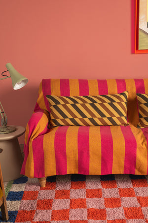 Lizzie Pink & Red Chequered Recycled Cotton Large Rug