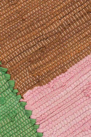 Pink & Ochre Striped Medium Recycled Rug