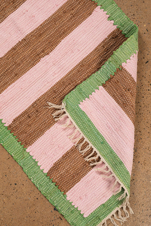 Pink & Ochre Striped Small Recycled Rug