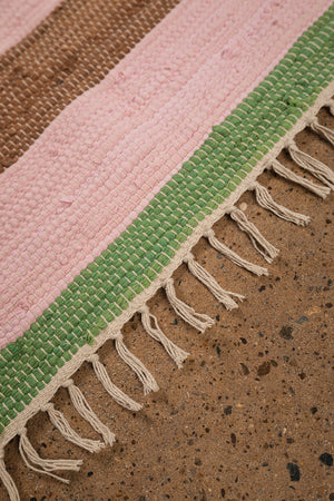 Pink & Ochre Striped Small Recycled Rug
