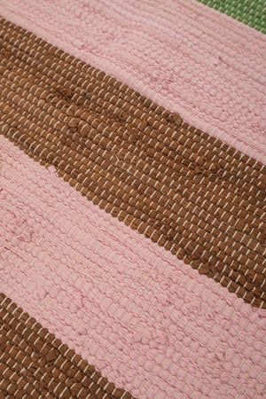Pink & Ochre Striped Small Recycled Rug