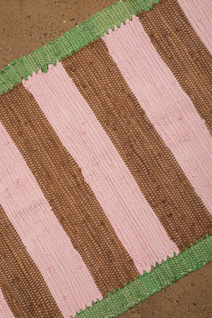 Pink & Ochre Striped Small Recycled Rug