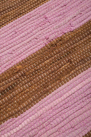 Pink & Ochre Striped Recycled Runner Rug