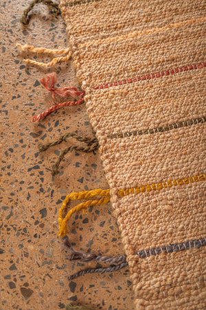 Jute Runner Rug with Muted Colour Stripes