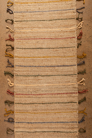 Jute Runner Rug with Muted Colour Stripes
