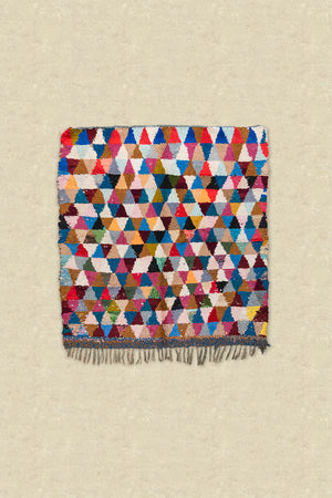 Vintage Moroccan Boucherouite Triangle Rug - (01)