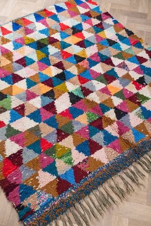 Vintage Moroccan Boucherouite Triangle Rug - (01)