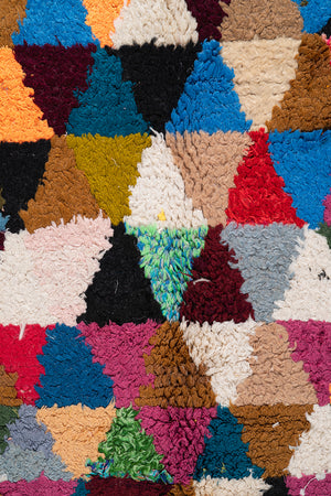 Vintage Moroccan Boucherouite Triangle Rug - (01)