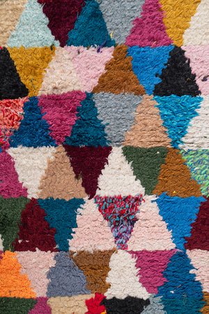 Vintage Moroccan Boucherouite Triangle Rug - (01)