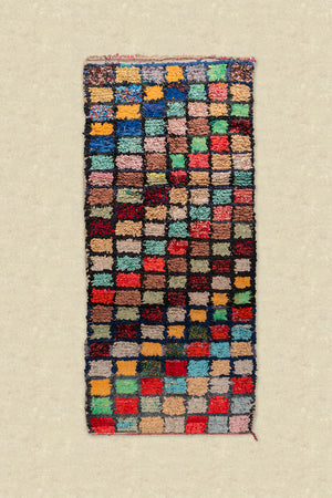 Vintage Moroccan Boucherouite Checkered Rug - (02)