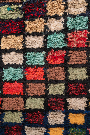 Vintage Moroccan Boucherouite Checkered Rug - (02)