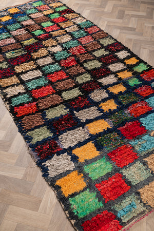 Vintage Moroccan Boucherouite Checkered Rug - (02)