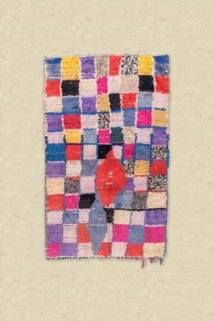 Vintage Moroccan Boucherouite Checkered Rug - (04)