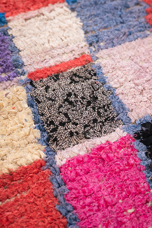 Vintage Moroccan Boucherouite Checkered Rug - (04)