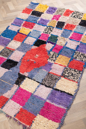 Vintage Moroccan Boucherouite Checkered Rug - (04)